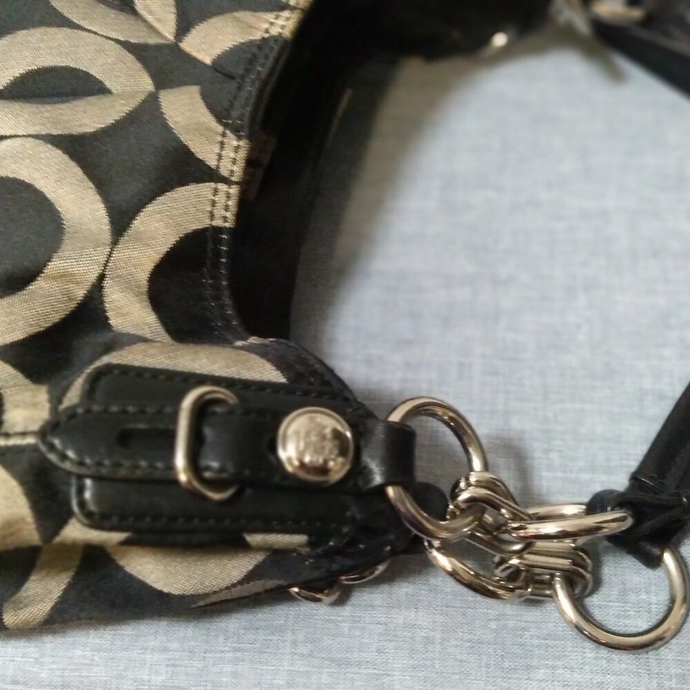 COACH "MIA OP ART MAGGIE" SET Monogram Black SHOULDER WALLET CHECKBOOK S1-7390 - Picture 11 of 15